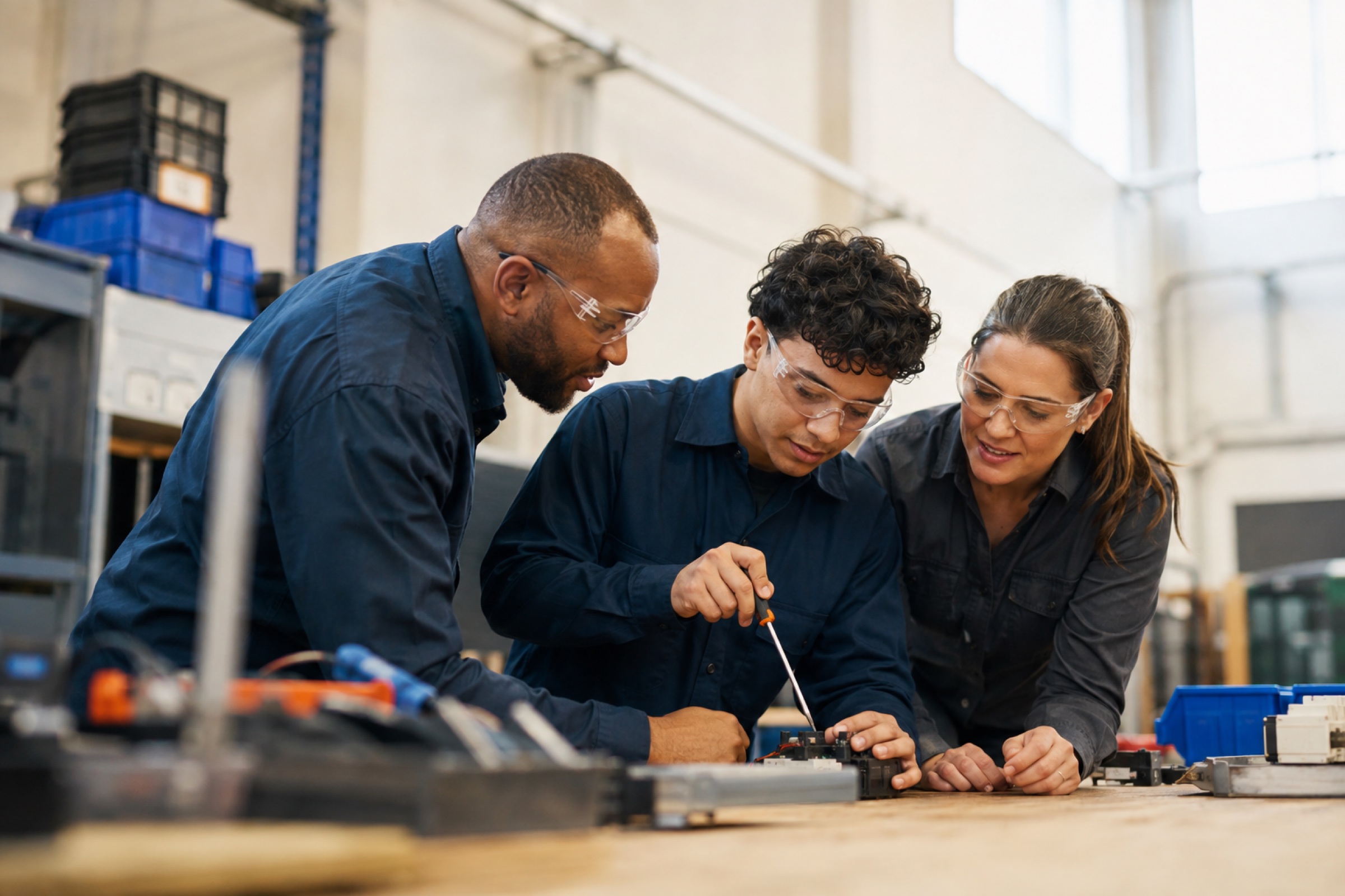 Young adult building workplace skills with an employer and job coach